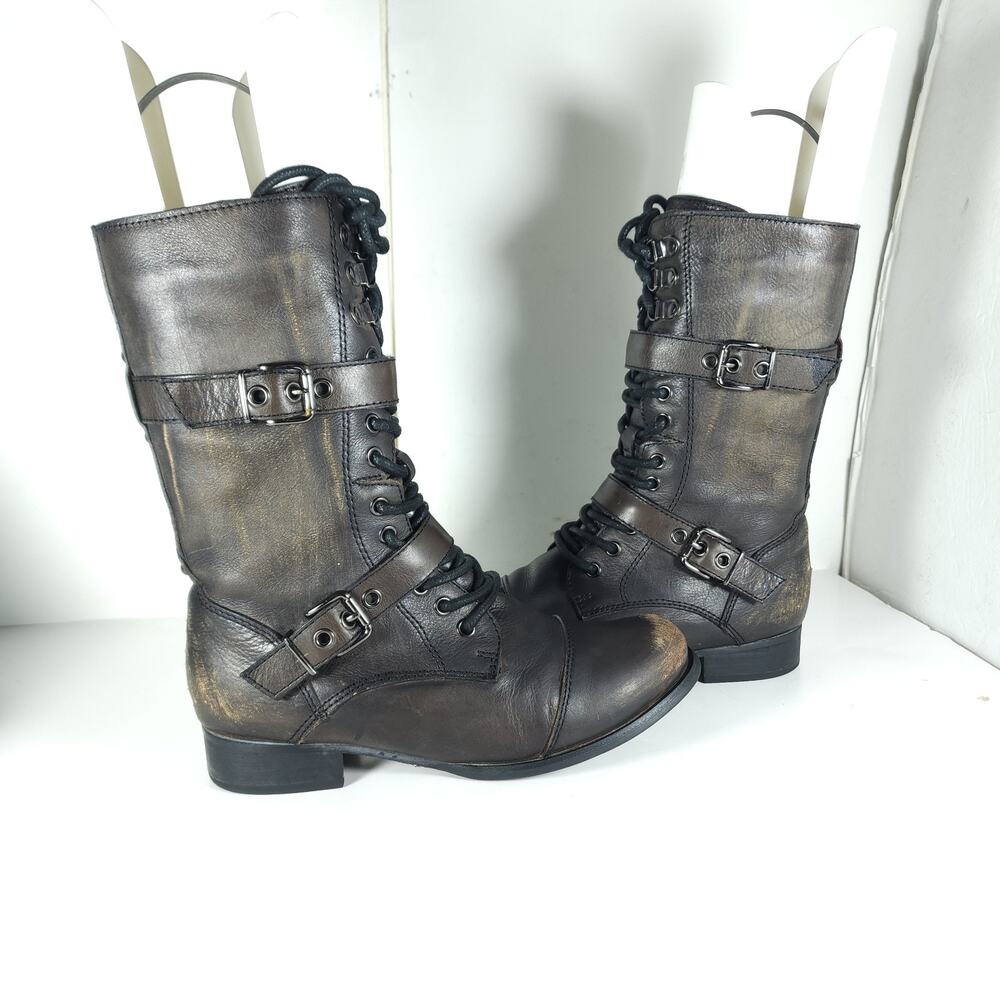 Miz Mooz Women's Melinda US 7,5 Brown Distressed Leather Riding Boots - Picture 7 of 16